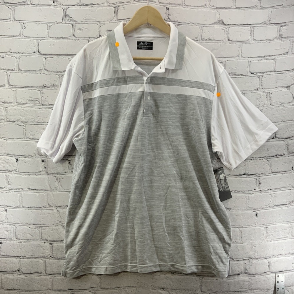 Ben Hogan Polo Shirt Mens Sz XL White Gray FLAW NWT‎